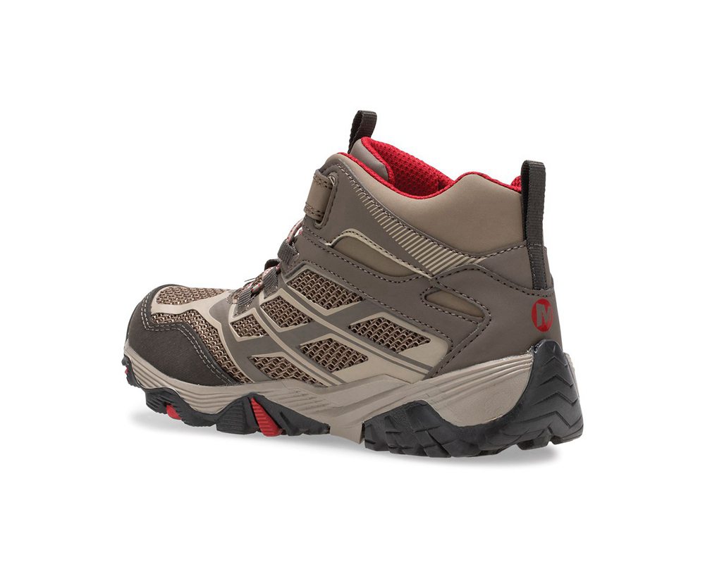 Merrell Hiking Shoes Brown - Moab FST Mid A/C Waterproof - Kids 68YHLSKDJ